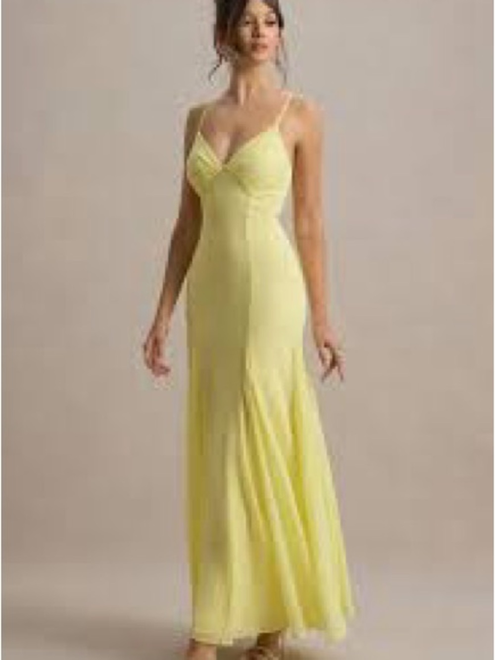 Club L London Lemon Yellow Spaghetti-Strap Maxi Dress